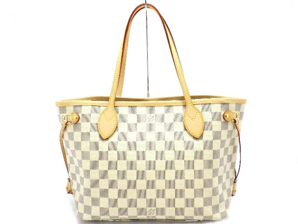 LOUIS VUITTON Neverfull Tote Bag Damier Azur White